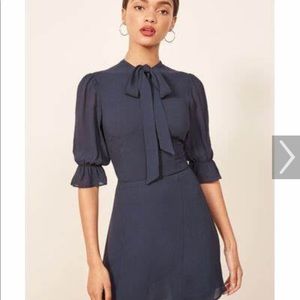 Reformation Navy Cassie Dress